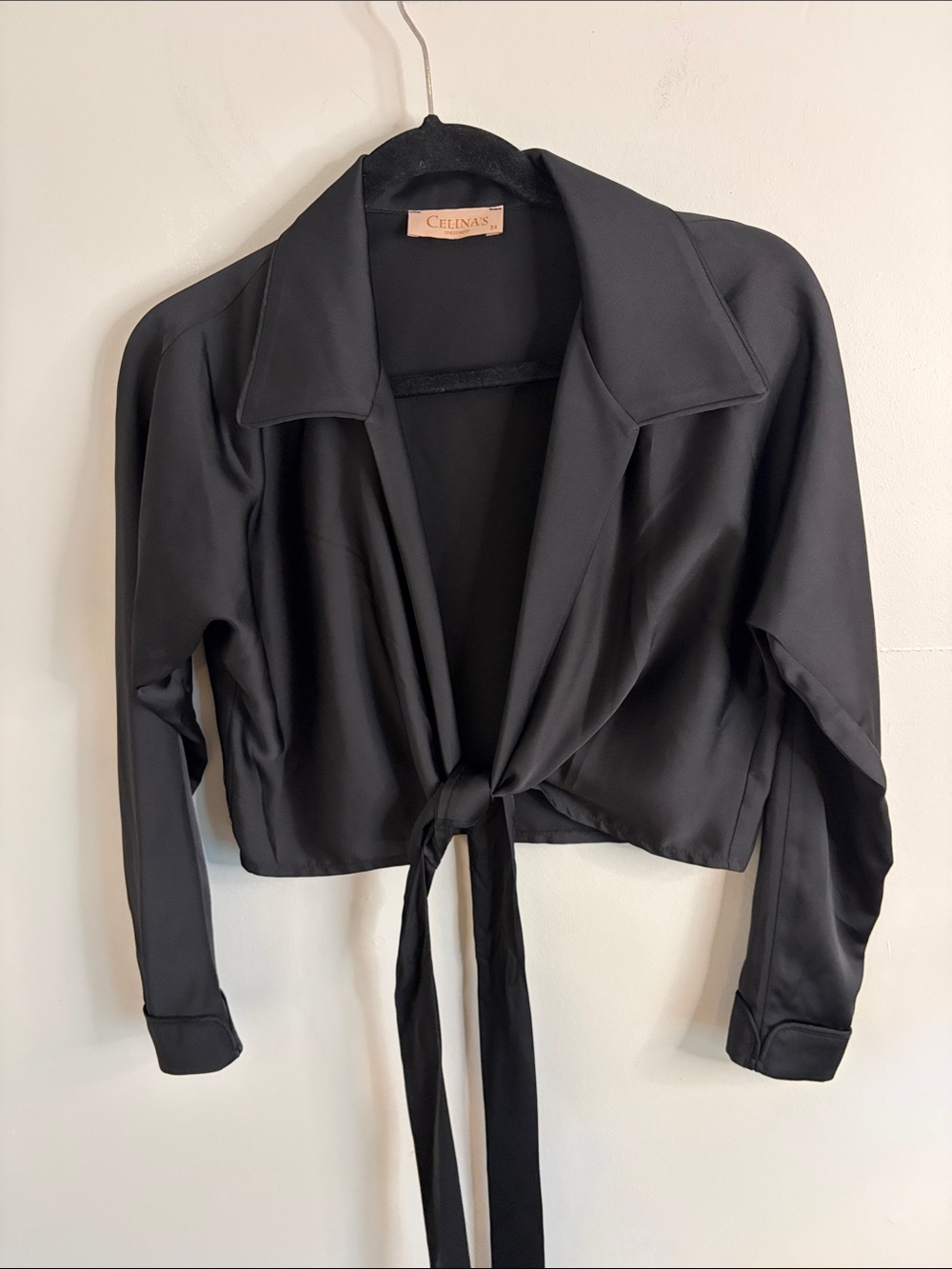 Black Tie-Front Crop Top